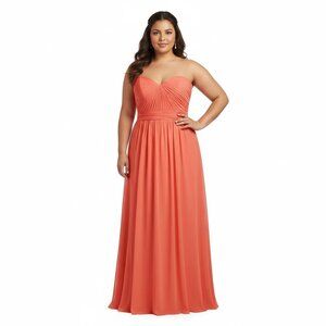 Vibrant Orange Strapless Chiffon Evening Dress